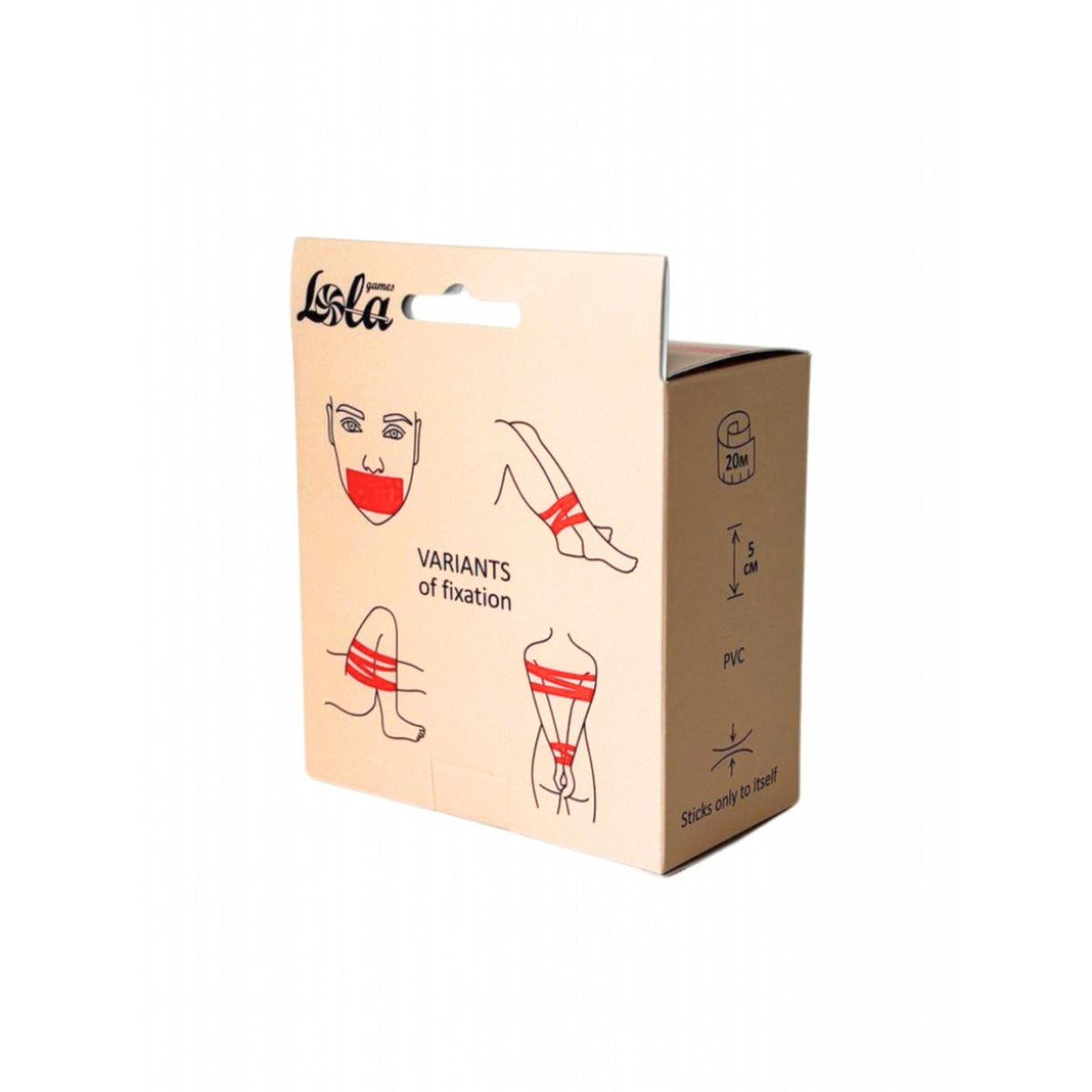 1-Taśma bondage Vanilla czerwona PVC 20 m 5 cm-1