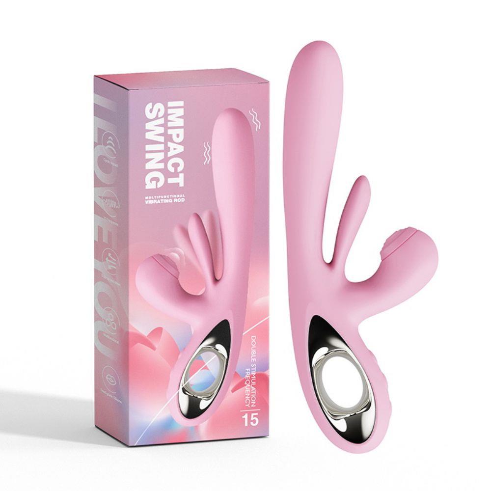 2-Wibrator króliczek różowy Bliss Bunny z uderzeniami silikonowy USB-2