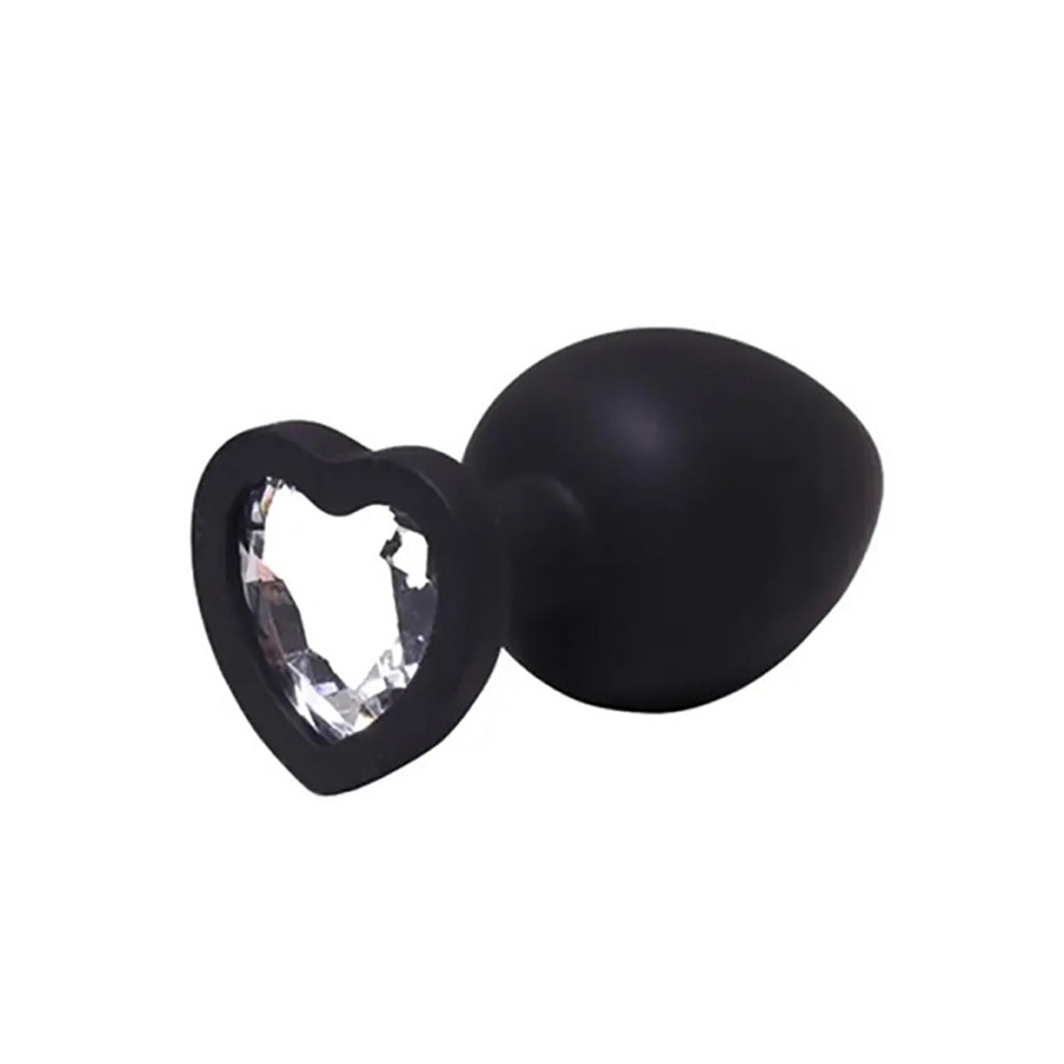 1-Korek analny silikonowy serduszko Fantasy Large czarny z kryształem 9 cm-1
