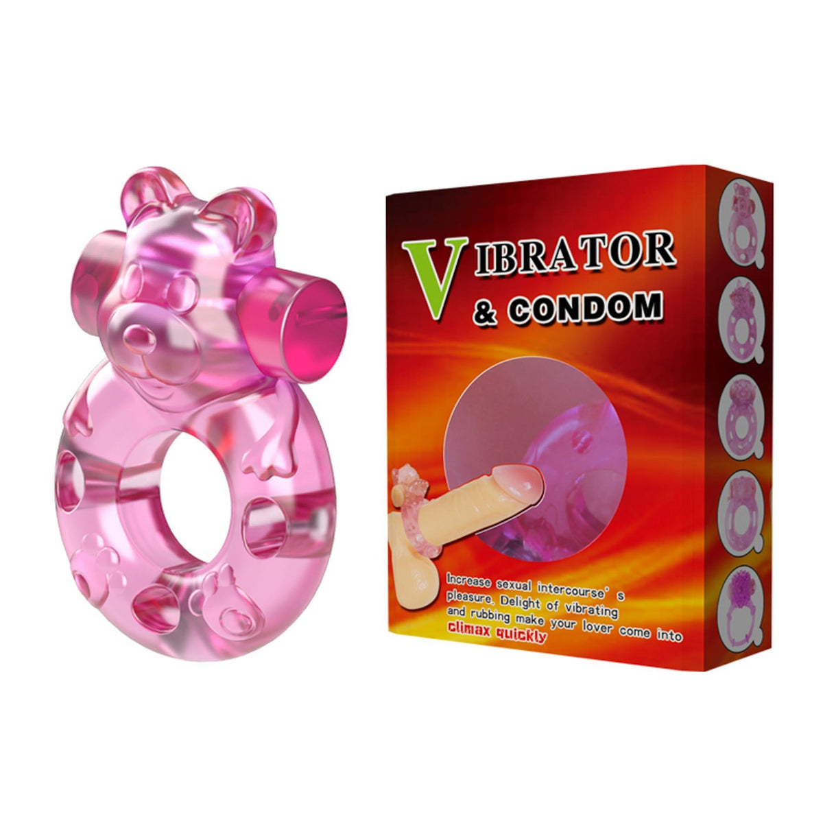 4-Vibrating Bear Cock Ring – Pink-4