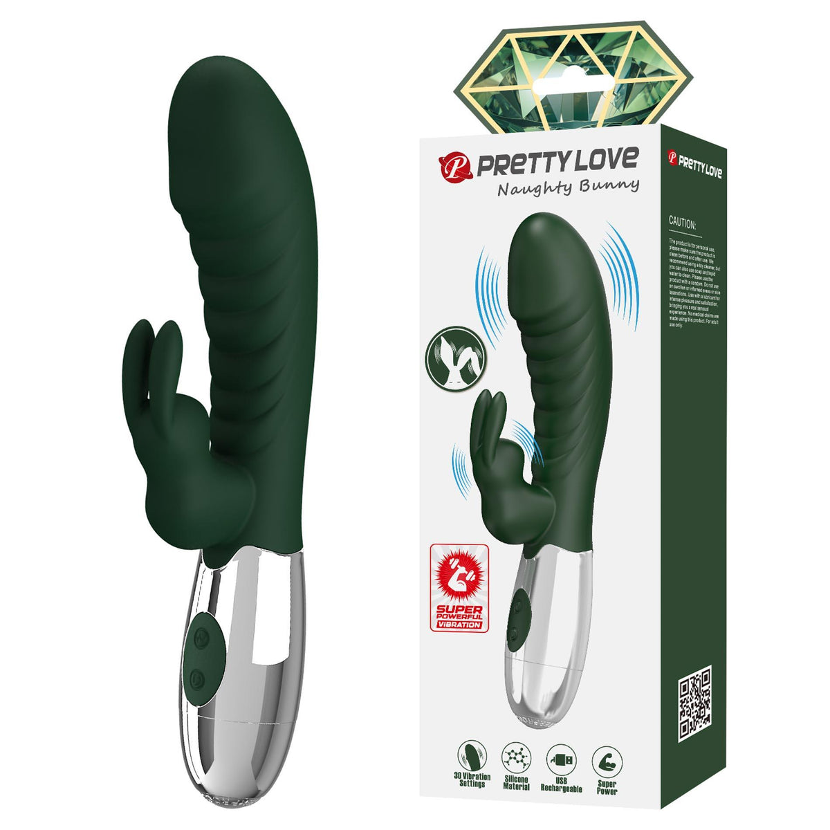 3-Wibrator króliczek Pretty Love podwójny silnik silikonowy USB-3
