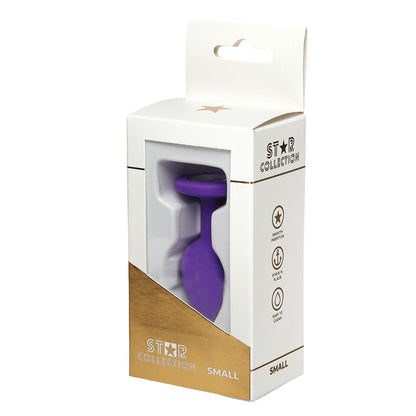 2-Korek analny silikonowy fioletowy S Star Collection z kryształem 7cm-2