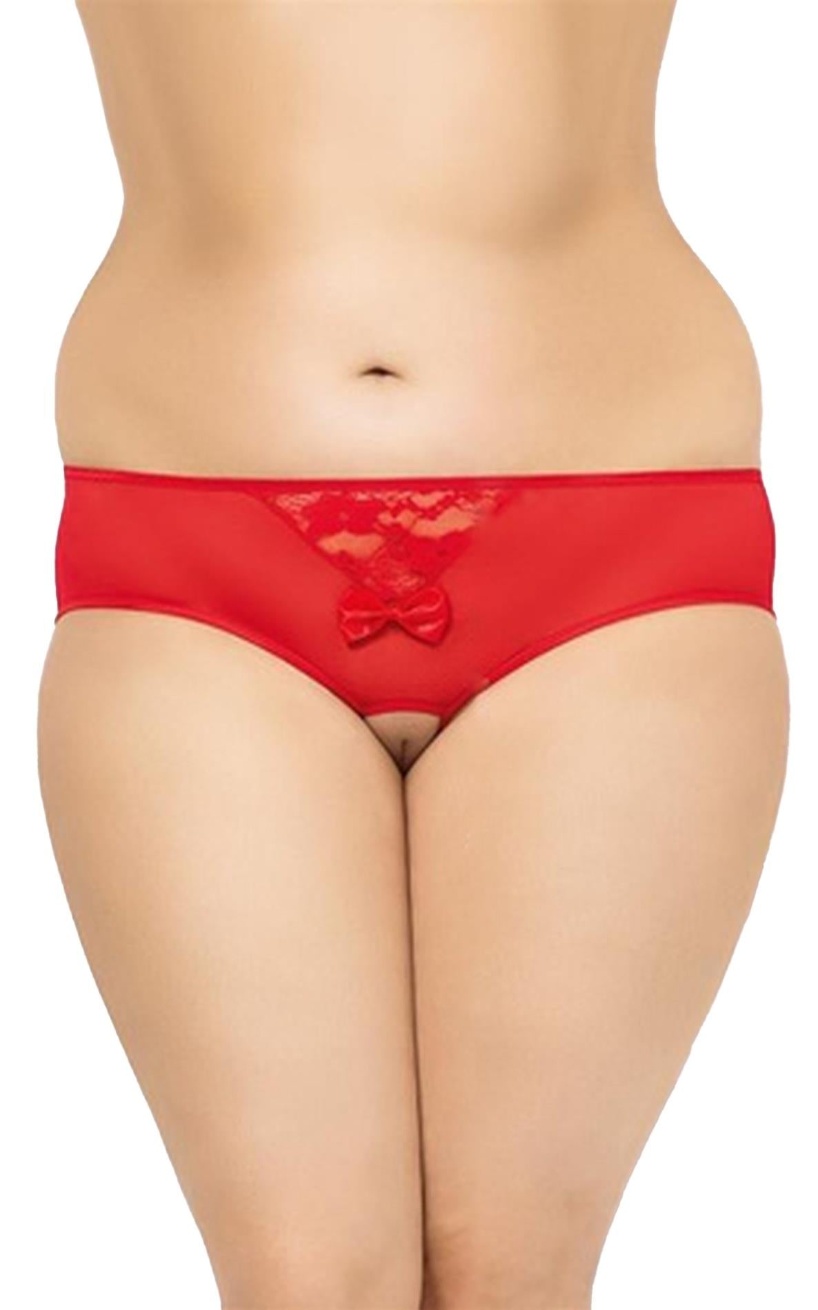 2-Stringi siateczkowe z koronką SoftLine czerwone XL-2