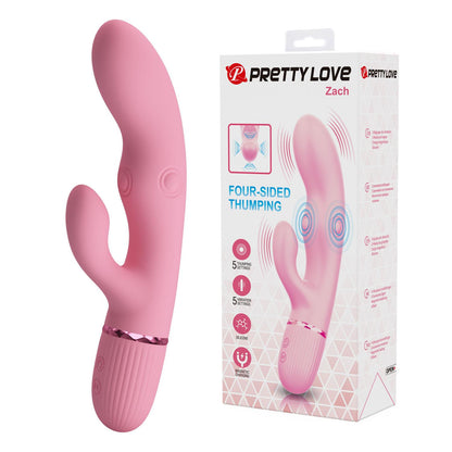 1-Silikonowy wibrator króliczek czterostronny Pretty Love Zach różowy-1