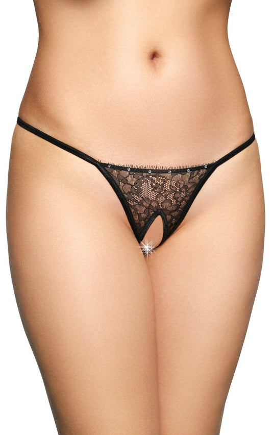 1-Stringi koronkowe SoftLine Collection czarne S/L-1
