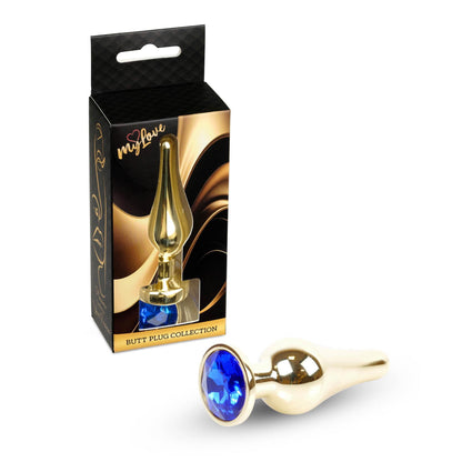 3-Korek analny stalowy MyLove Toys z diamentem ciemnieniebieski 9,5 cm-3