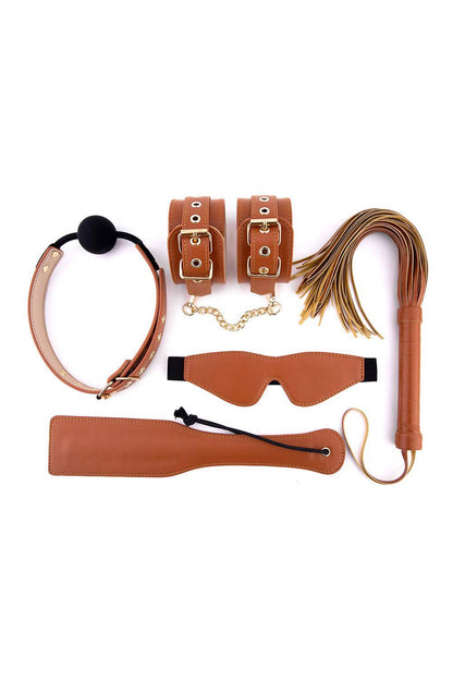 2-Zestaw BDSM Blaze Elite Dream Toys cognac ze skóry wegańskiej-2