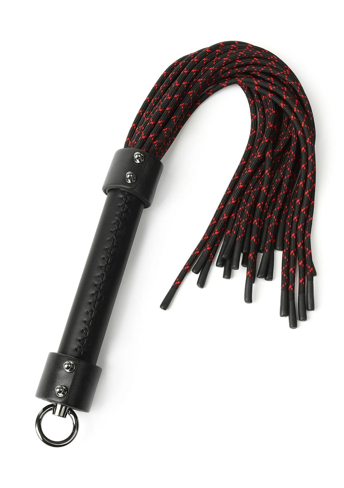 1-Skórzany flogger z supłami Hidden Desire 55 cm czarno czerwony-1