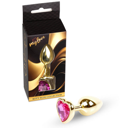 2-Stalowy korek analny Gold Heart MyLove Toys różowy 7 cm-2