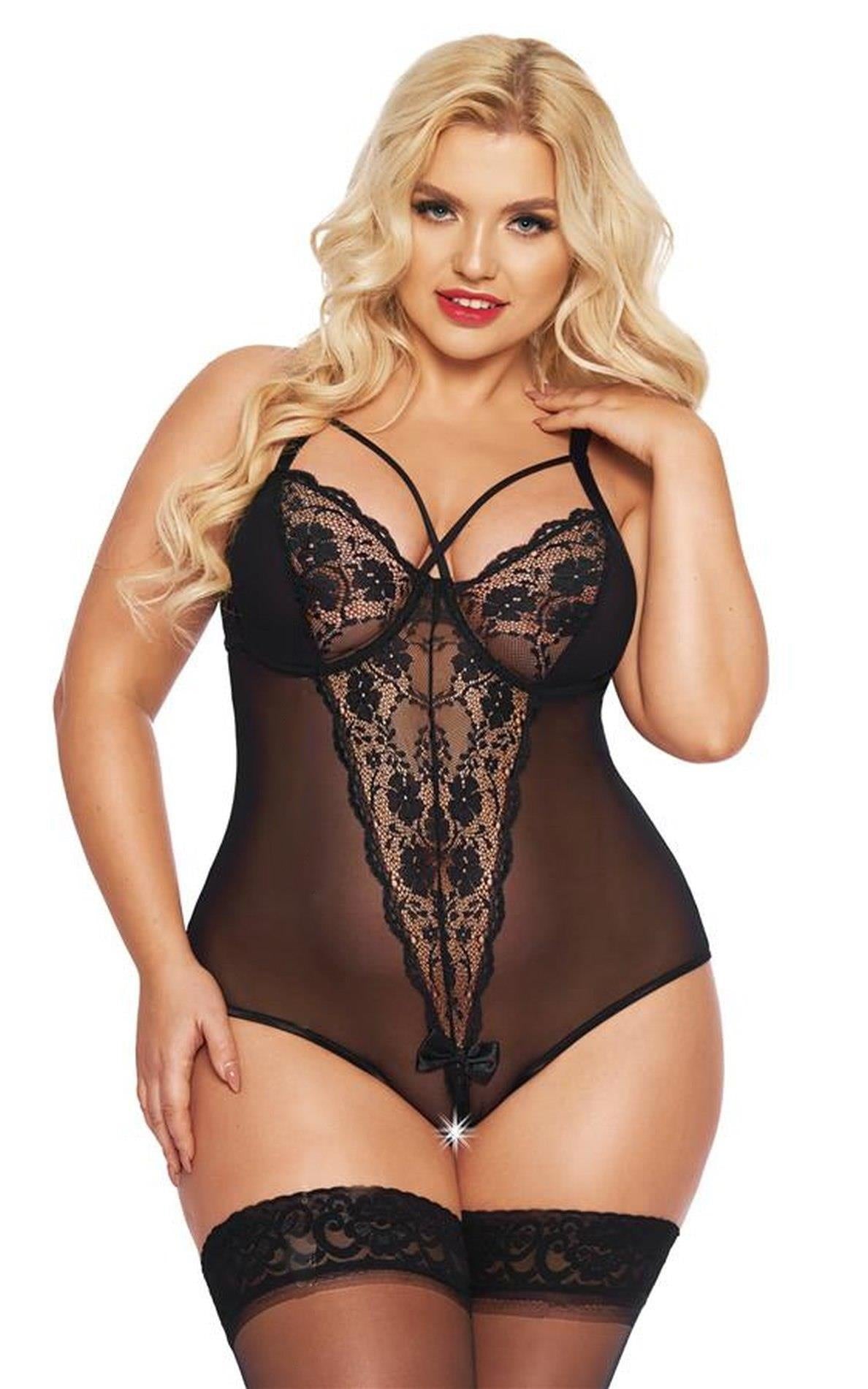 1-Body erotyczne koronkowe Amanda SoftLine czarne XL-1