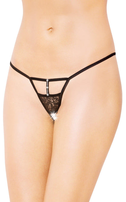 2-Mini stringi z cyrkoniami i wycięciem SoftLine 2461 czarne S/L-2