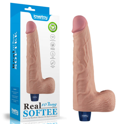 1-10" REAL SOFTEE Rechargeable TPE Vibrating Dildo(Flesh)-1