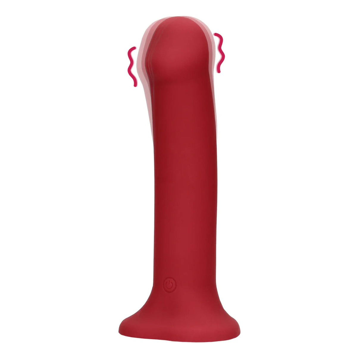 1-Duże wibrujące dildo silikonowe Loveline malinowy czerwony 20 cm-1