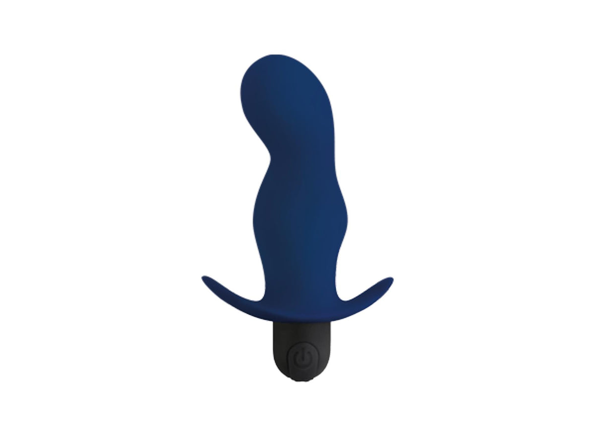 4-Wibrujący korek analny Alive Gladius niebieski 11 cm-4