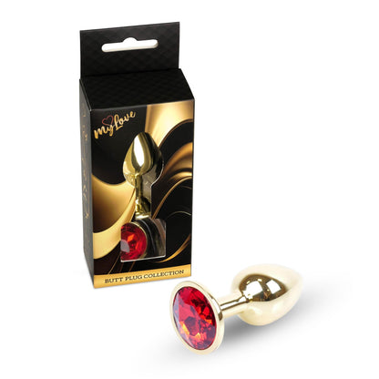1-Stalowa biżuteria analna MyLove Toys z czerwonym diamentem 7 cm-1