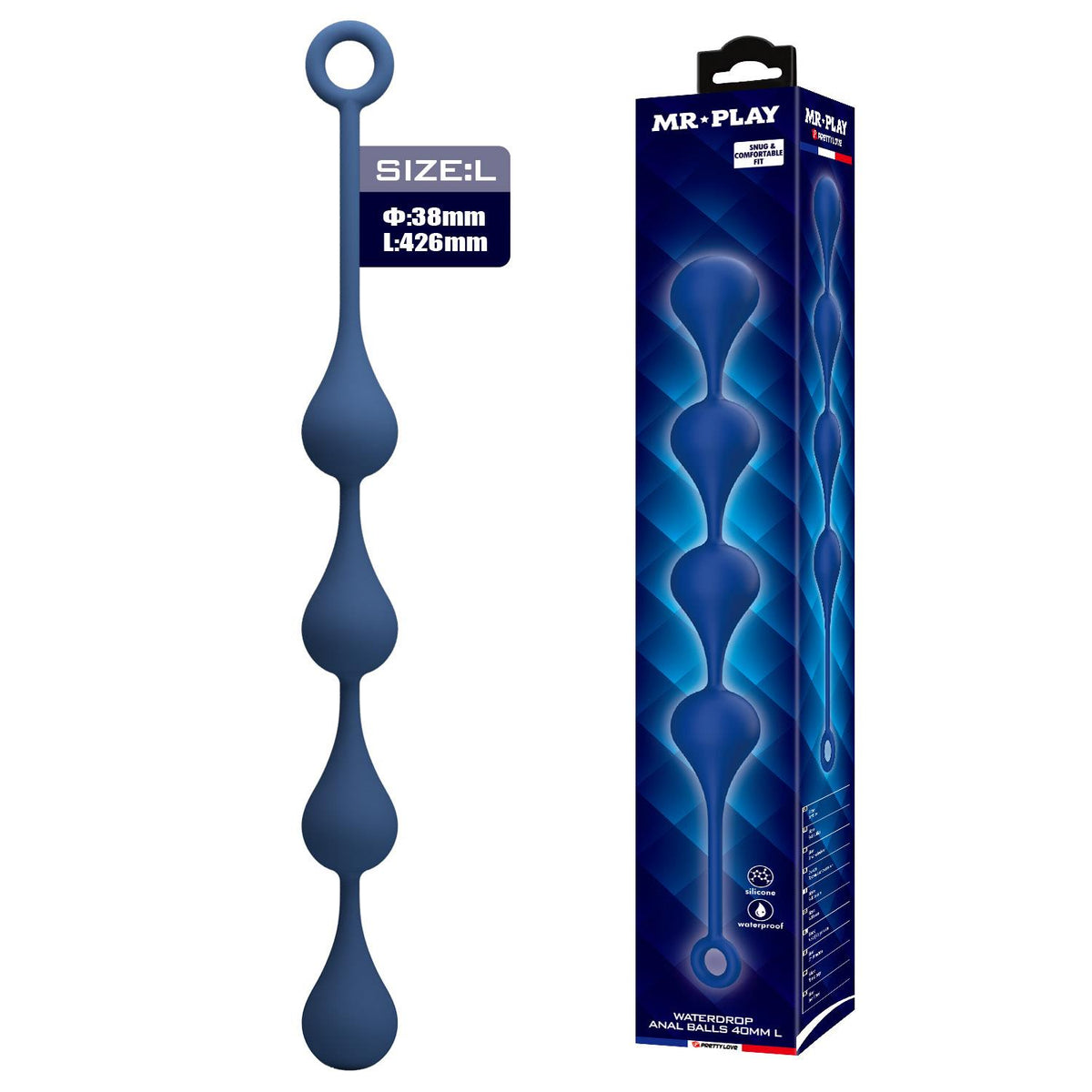3-Kulki analne silikonowe wodoodporne Mr Play Waterdrop 43 cm-3