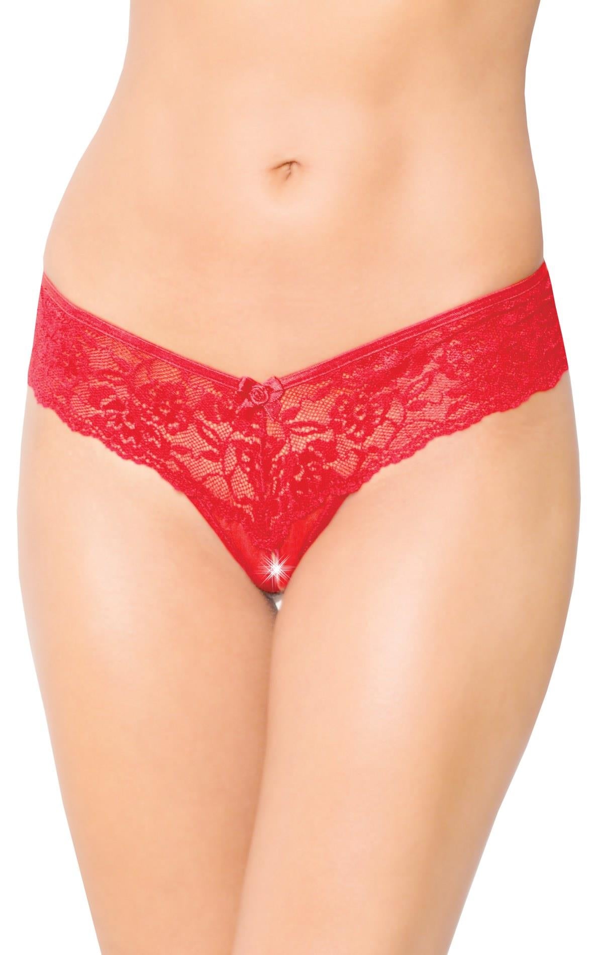 1-Koronkowe stringi z pęknięciem SoftLine 2440 czerwone M/L-1
