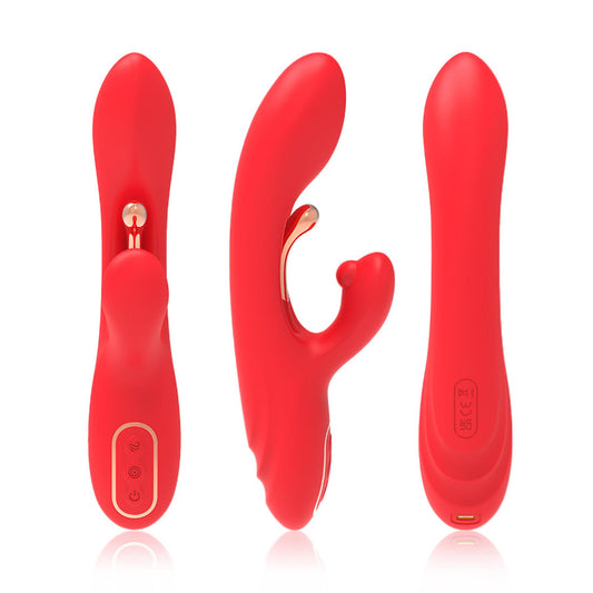 1-Wibrator króliczek Nirvana czerwony trójpunktowy silikonowy USB 22 cm-1