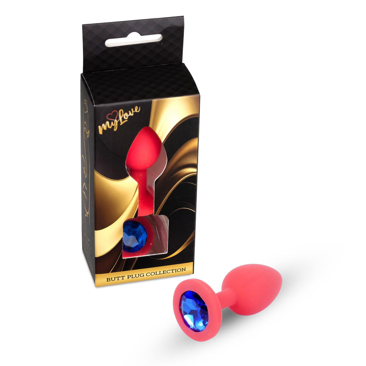 4-Korek analny silikonowy z diamentem MyLove Toys czerwony 7 cm-4