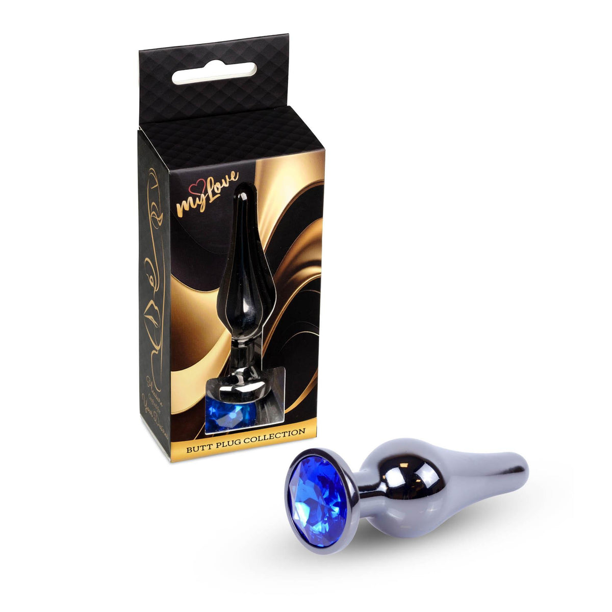 1-Biżuteria analna stalowa z diamentem MyLove Toys ciemnoniebieska 9,5 cm-1