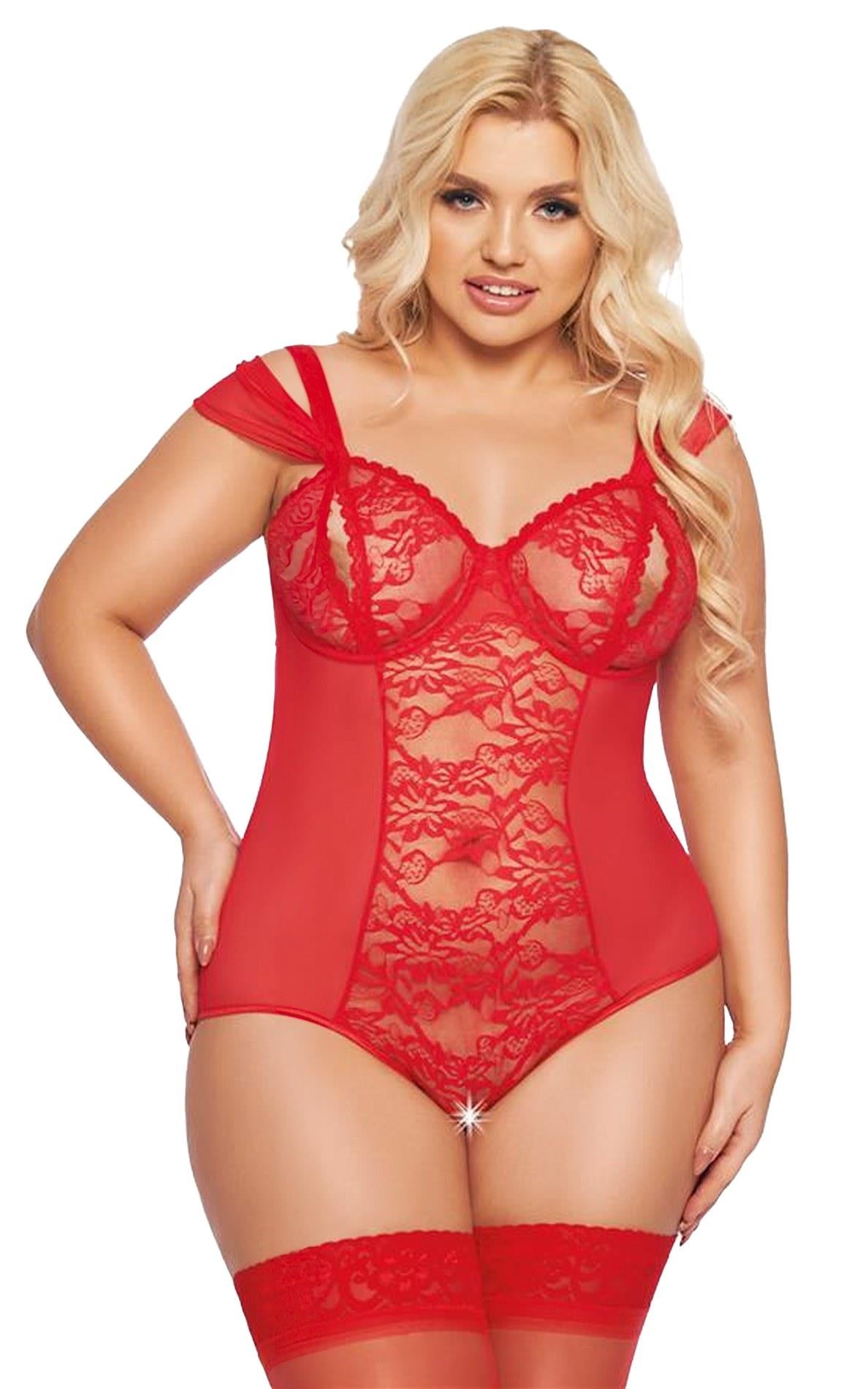 1-Body Dora SoftLine Collection czerwone 3XL-1