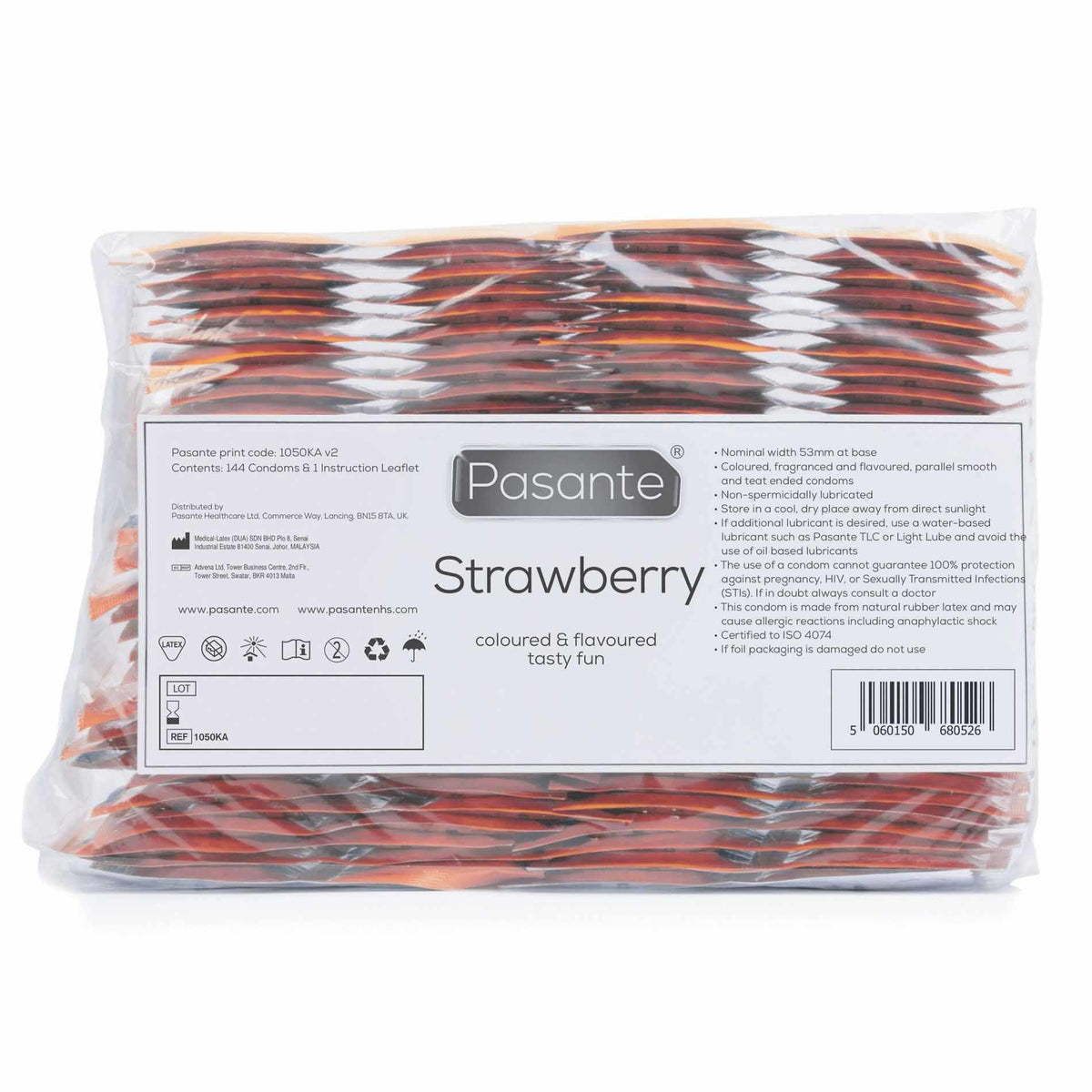 1-Prezerwatywy truskawkowe Pasante Strawberry Crush czerwone 144 szt-1