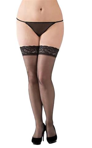 1-Pończochy koronkowe SoftLine Collection czarne 3XL-1