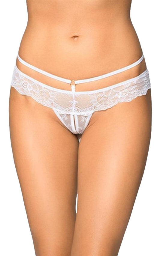1-Stringi koronkowe z wycięciem SoftLine 2475 białe M/L-1