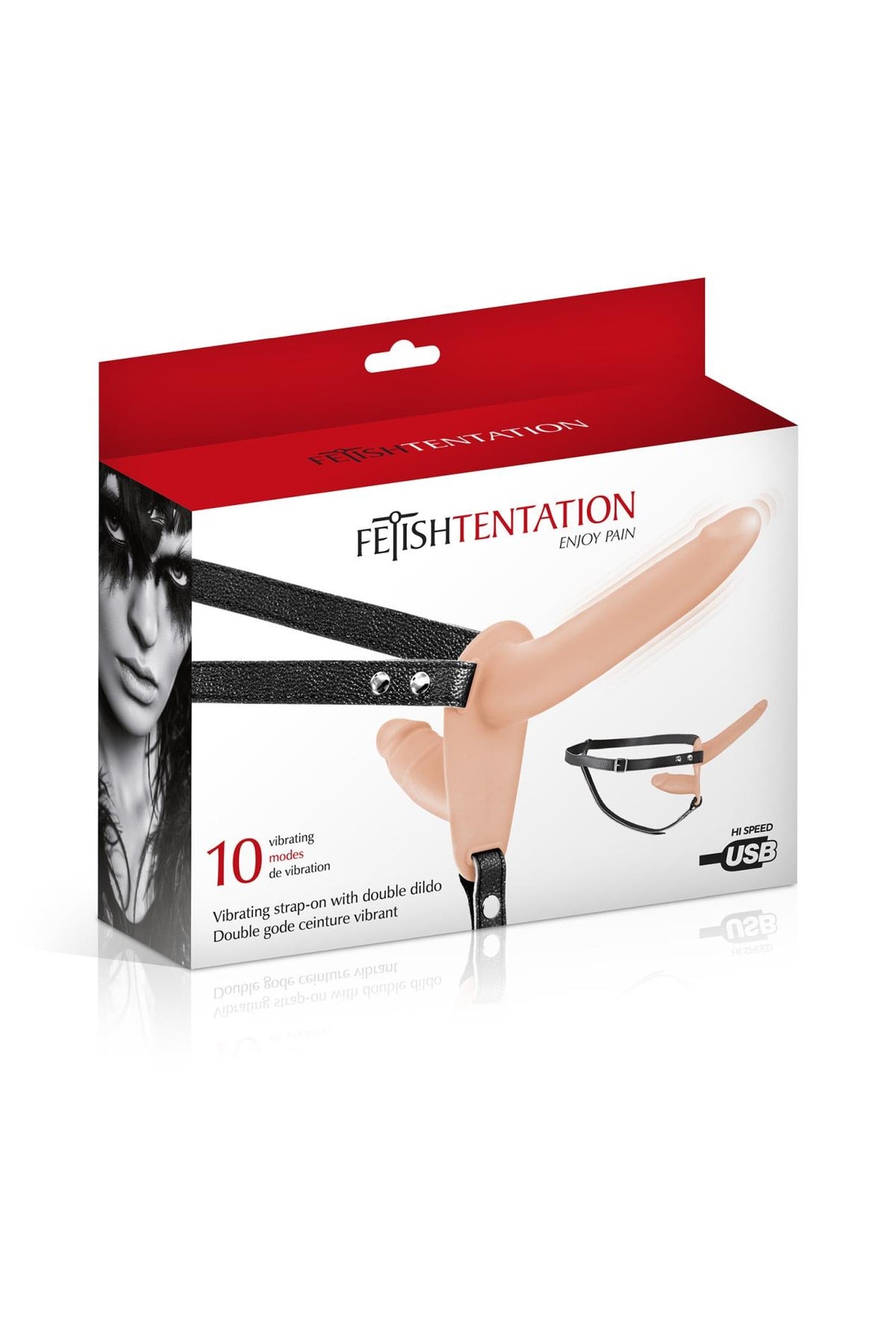 2-Podwójny wibrujący strap-on Fetish Tentation USB-2