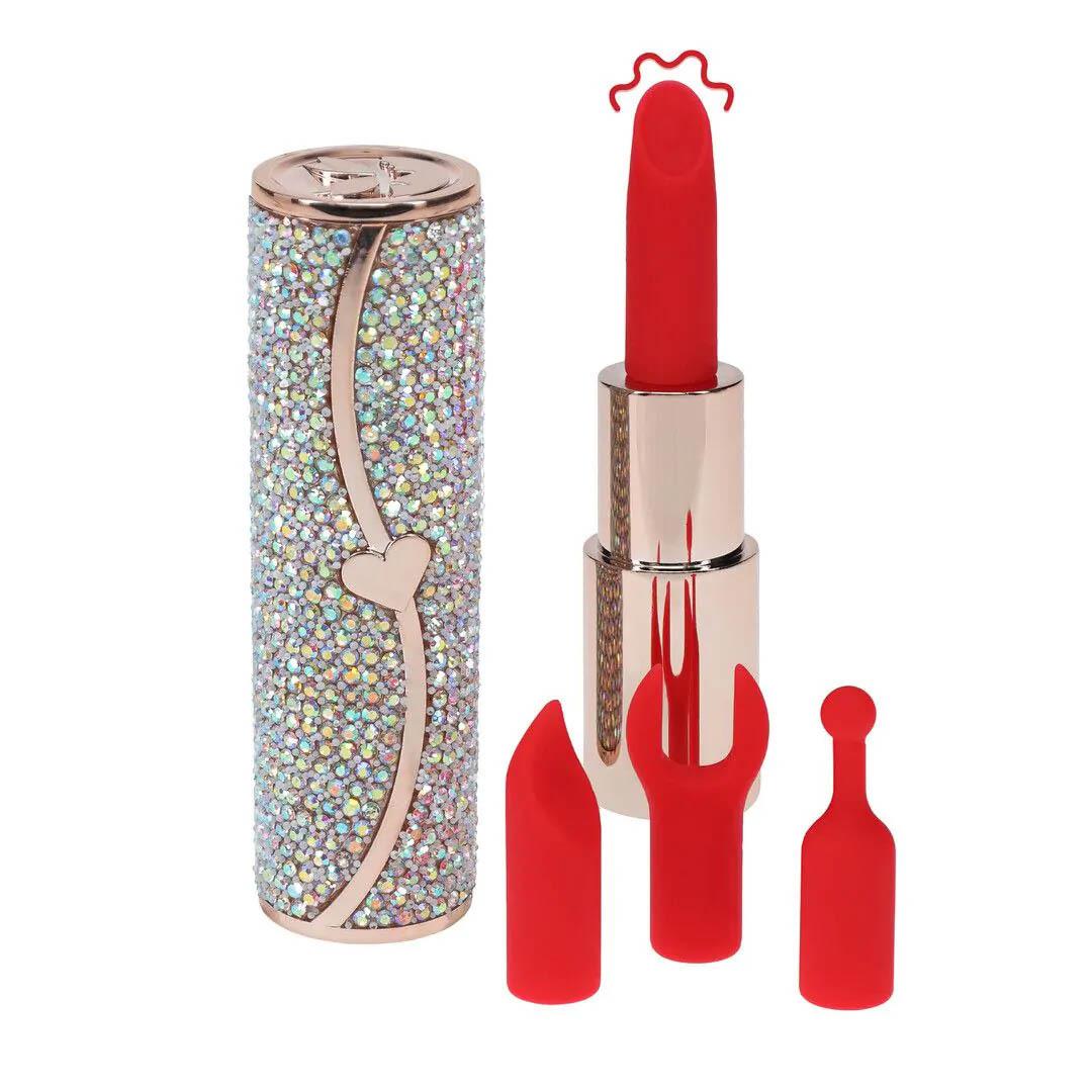 8-Wibrator szminka Loveline Sparkle iridescent z nakładkami-8