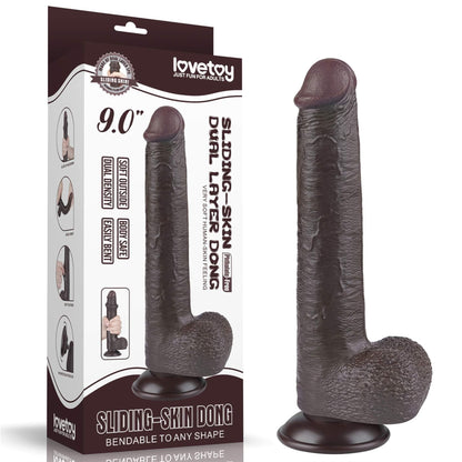 4-9'' Sliding Skin Dual Layer Dong Black-4