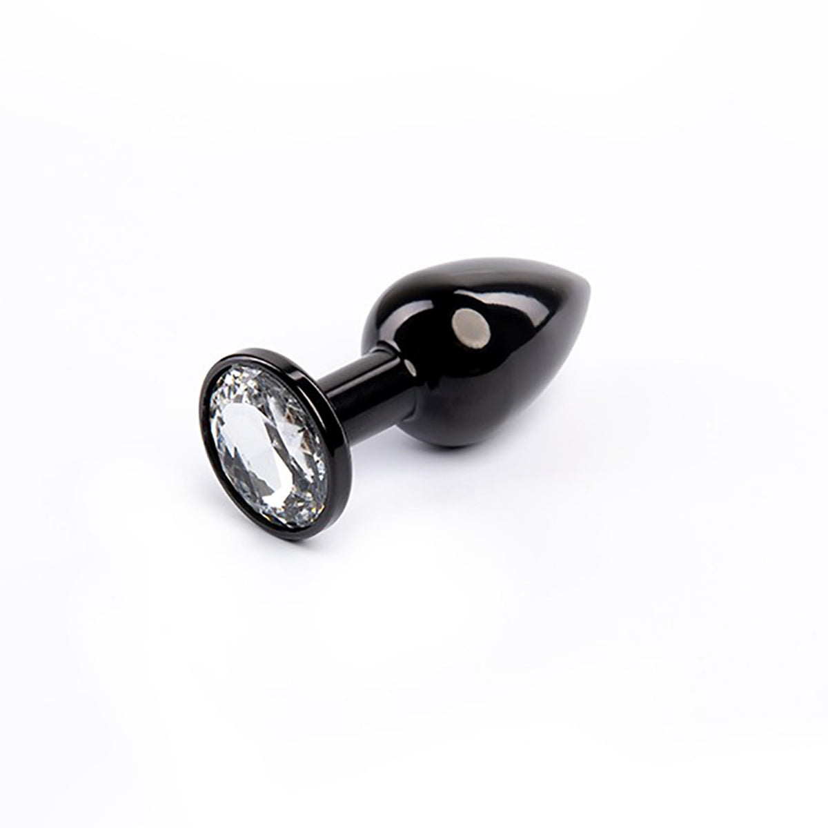 1-Korek analny Fantasy czarny z białym diamentem 7 cm-1
