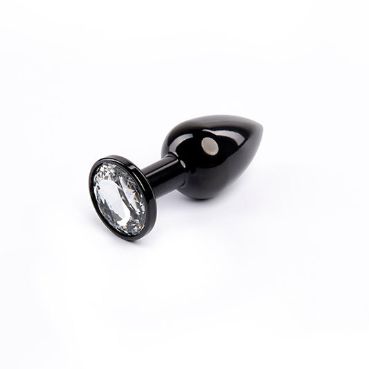 1-Korek analny Fantasy czarny z białym diamentem 7 cm-1