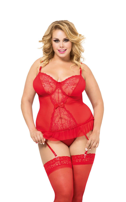 2-Gorset Dafne SoftLine czerwony XL z kokardką-2