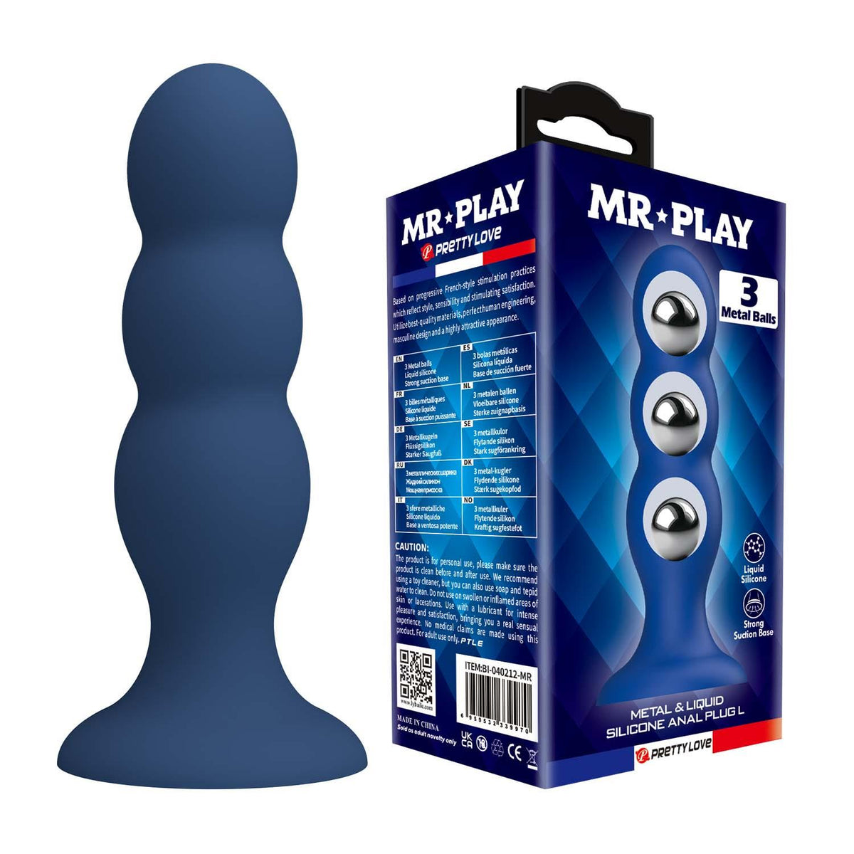 3-Korek analny silikonowy z 3 metalowymi kulkami Mr. Play-3