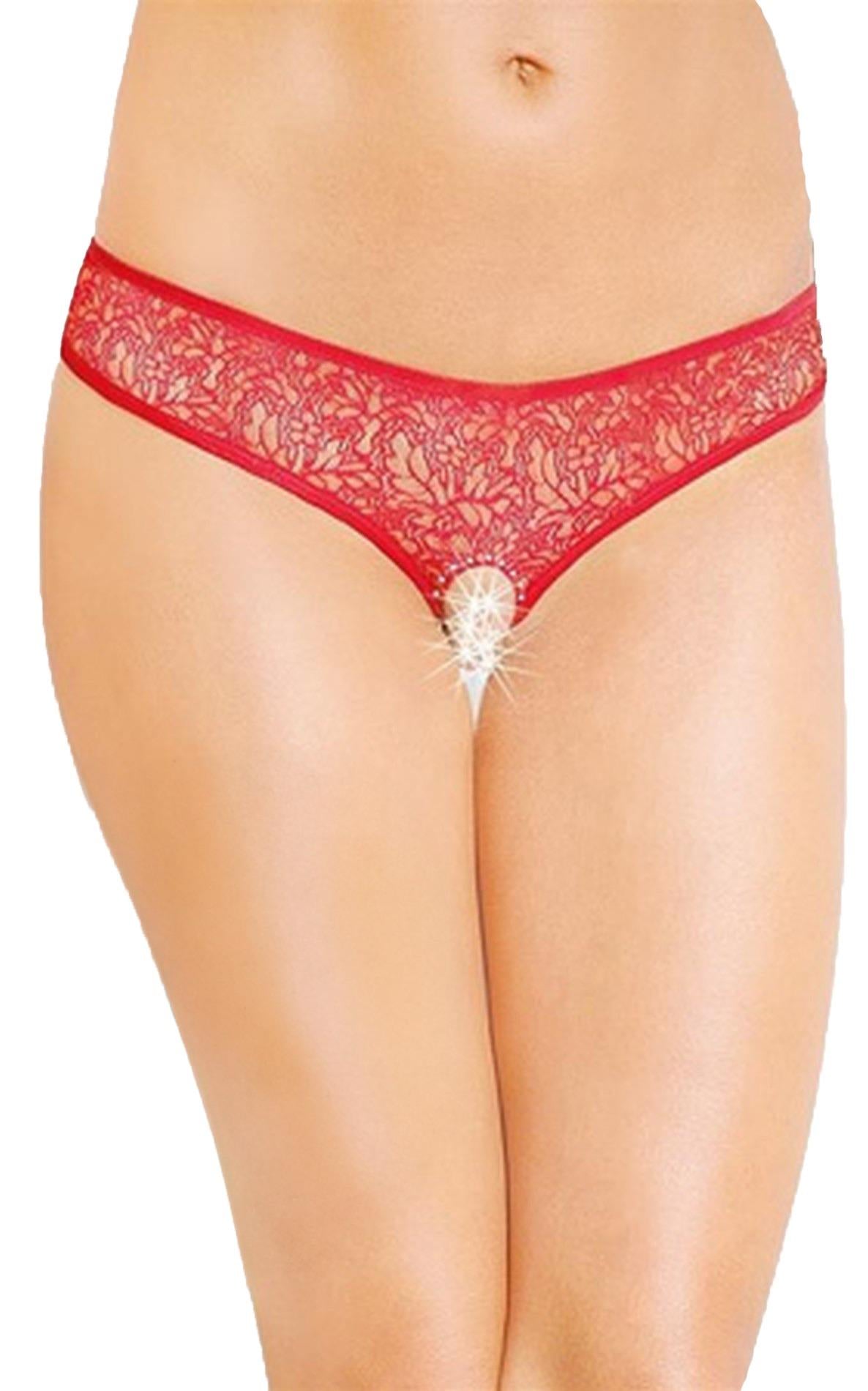 1-Stringi koronkowe SoftLine 2446 czerwone S/M-1