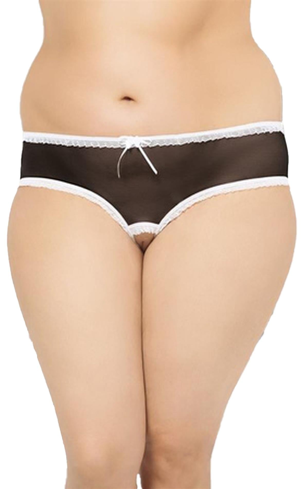 2-Stringi erotyczne siateczkowe z kokardką SoftLine 2471 czarne 3XL-2
