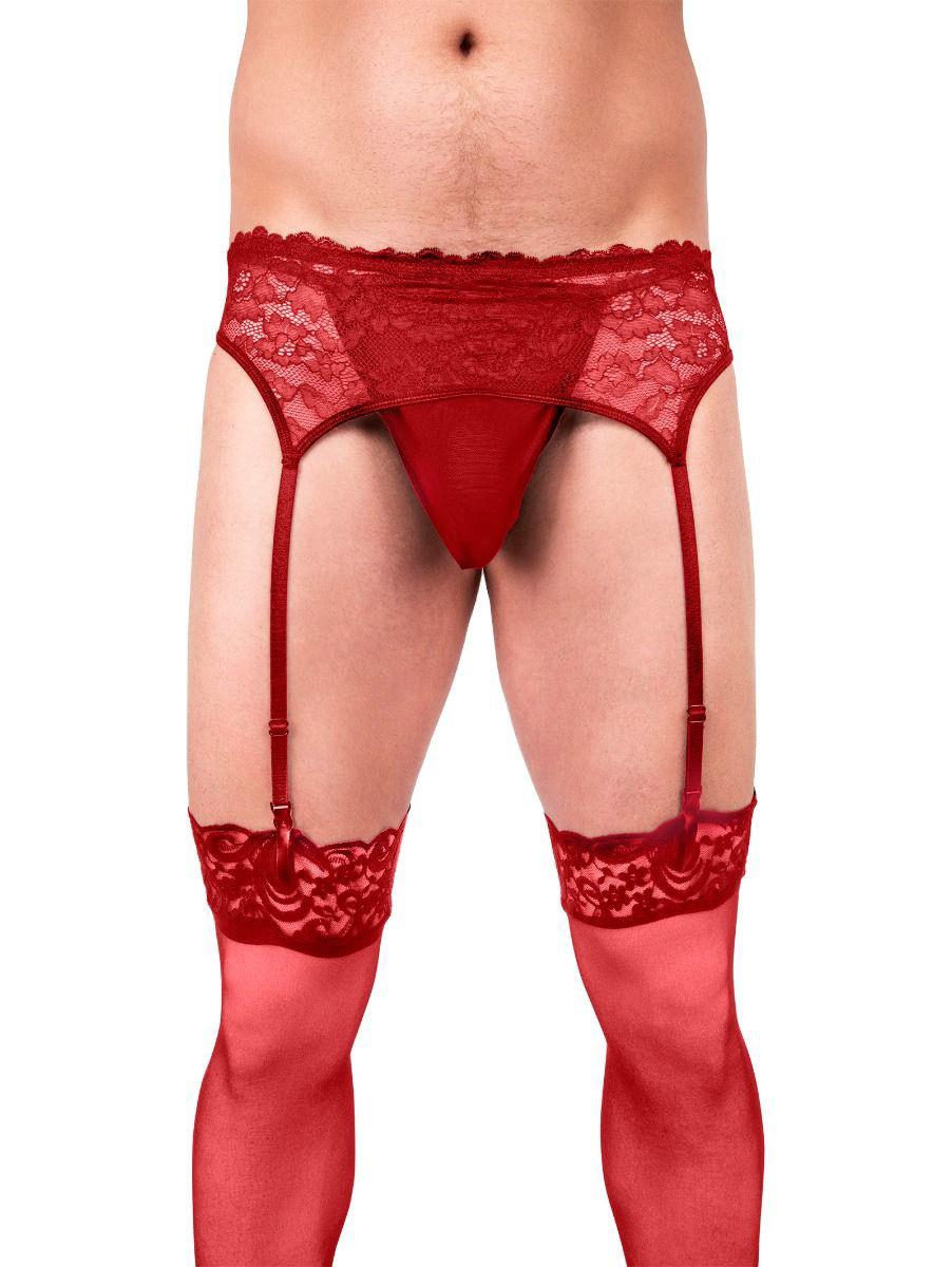 1-Pas do pończoch Prowler Red Lace koronka Small-1