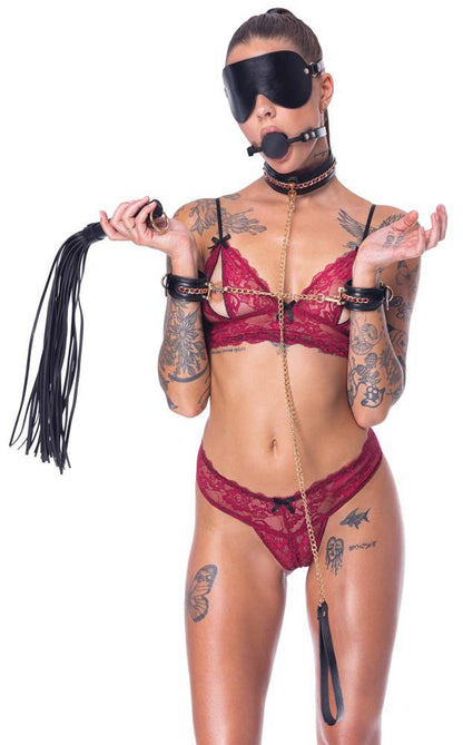 3-Zestaw bondage Bad Kitty 6 częściowy czarny ze złotymi akcentami-3