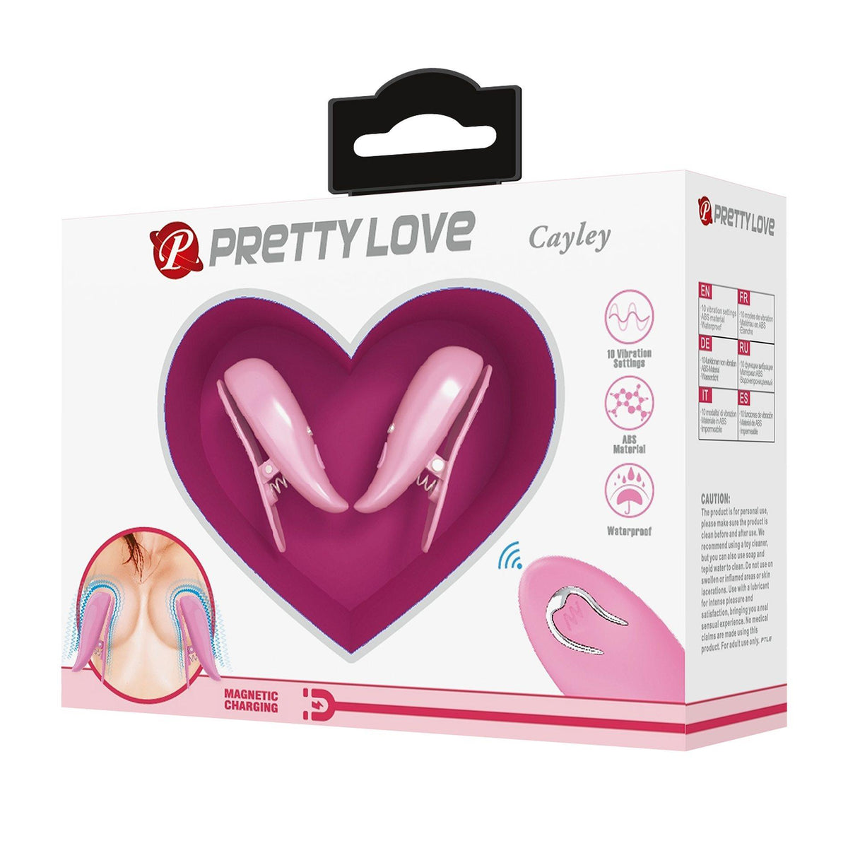 3-Różowe wibrujące klipsy na sutki Pretty Love Cayley z pilotem-3