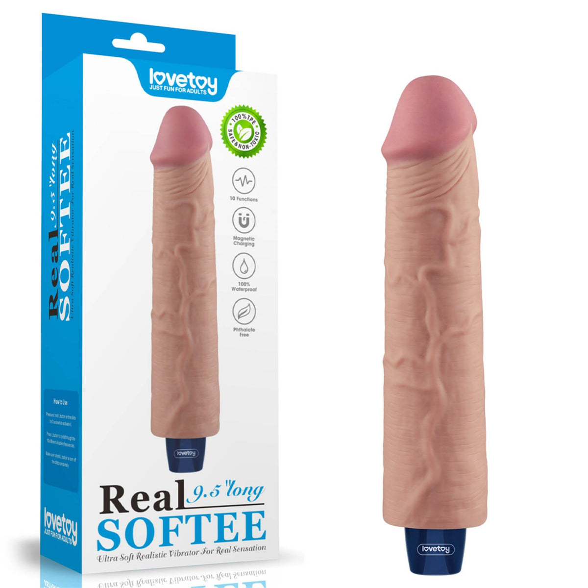 2-9.5" REAL SOFTEE Rechargeable TPE Vibrating Dildo(Flesh)-2