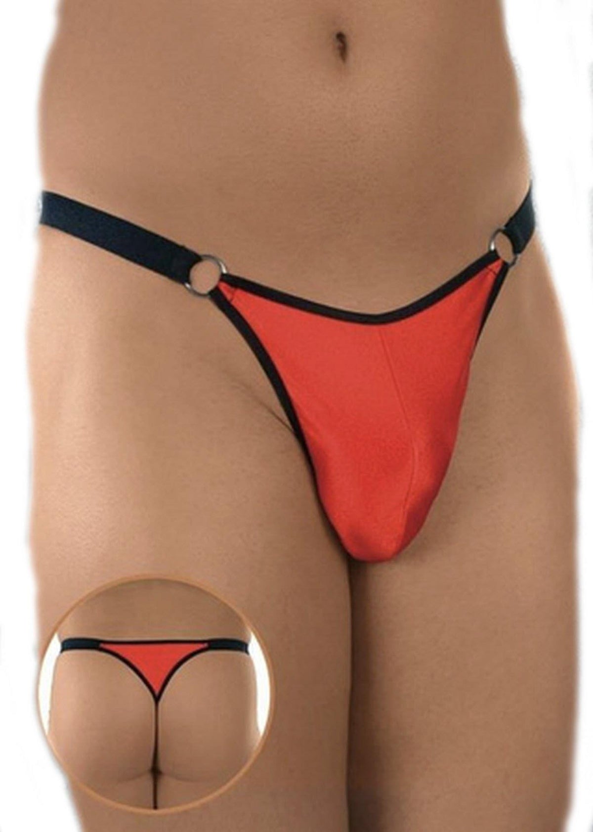 1-Seksowne męskie stringi SoftLine czerwono czarne S/L-1