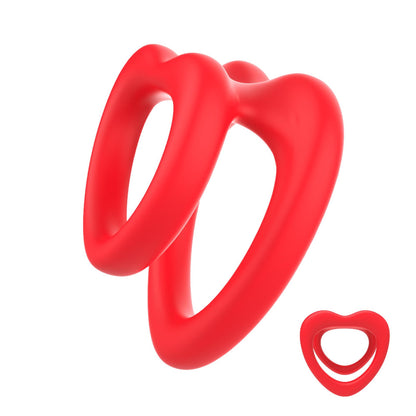 4-Podwójny pierścień erekcyjny Sweetheart II silikon czerwony-4