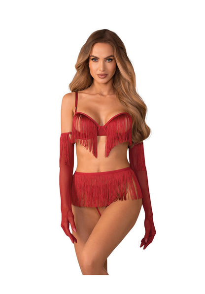 4-Komplet bielizny erotycznej otwarty Obsessive Rossay Red S/M-4