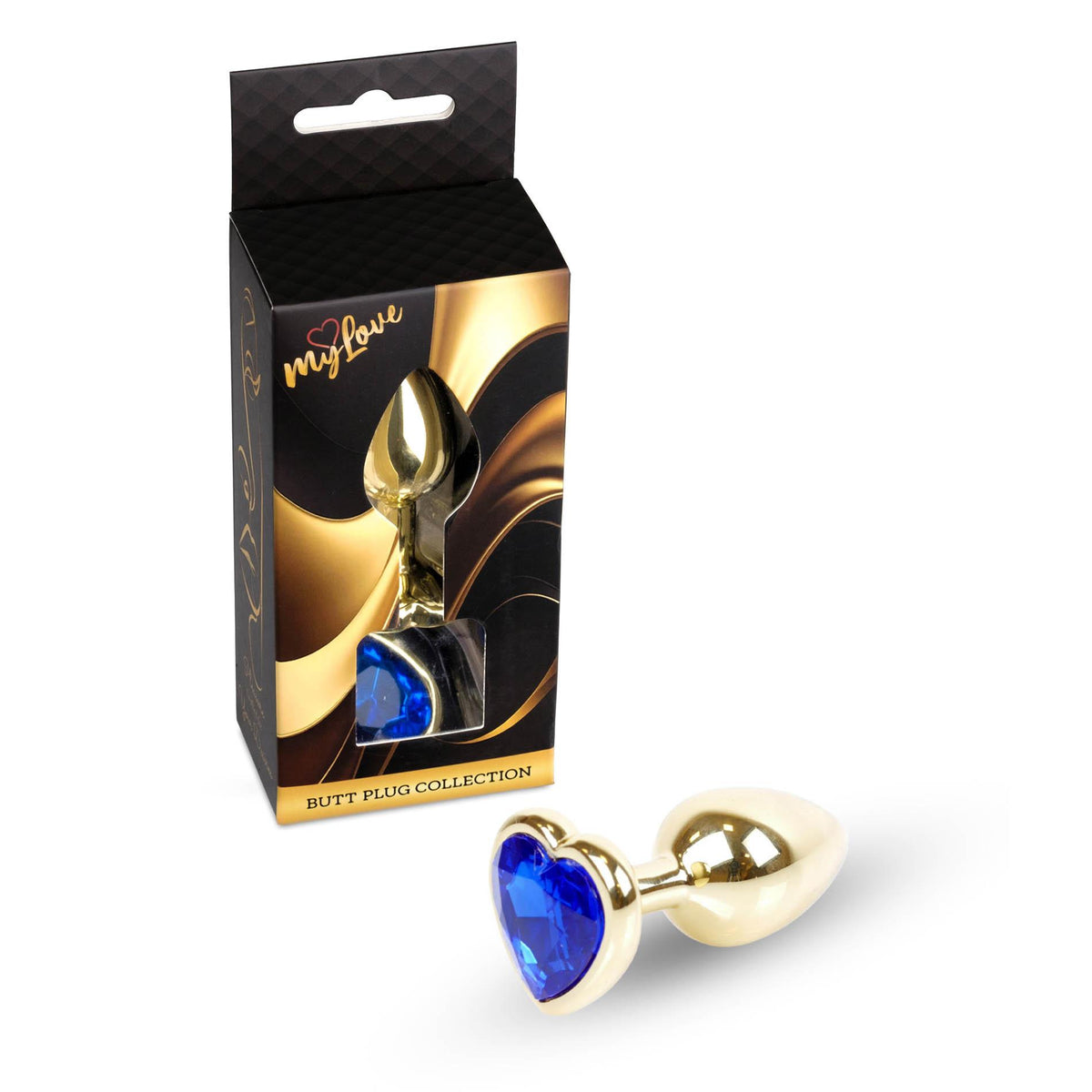 3-Biżuteria analna MyLove Toys Gold Heart granatowa 7 cm-3