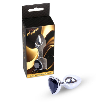 3-Biżuteria analna srebrna serce MyLove Toys czarna 7 cm-3