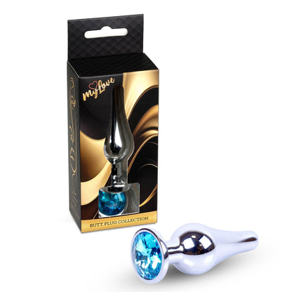 4-Biżuteria analna srebrna z diamentem MyLove Toys jasnoniebieska 9,5 cm-4