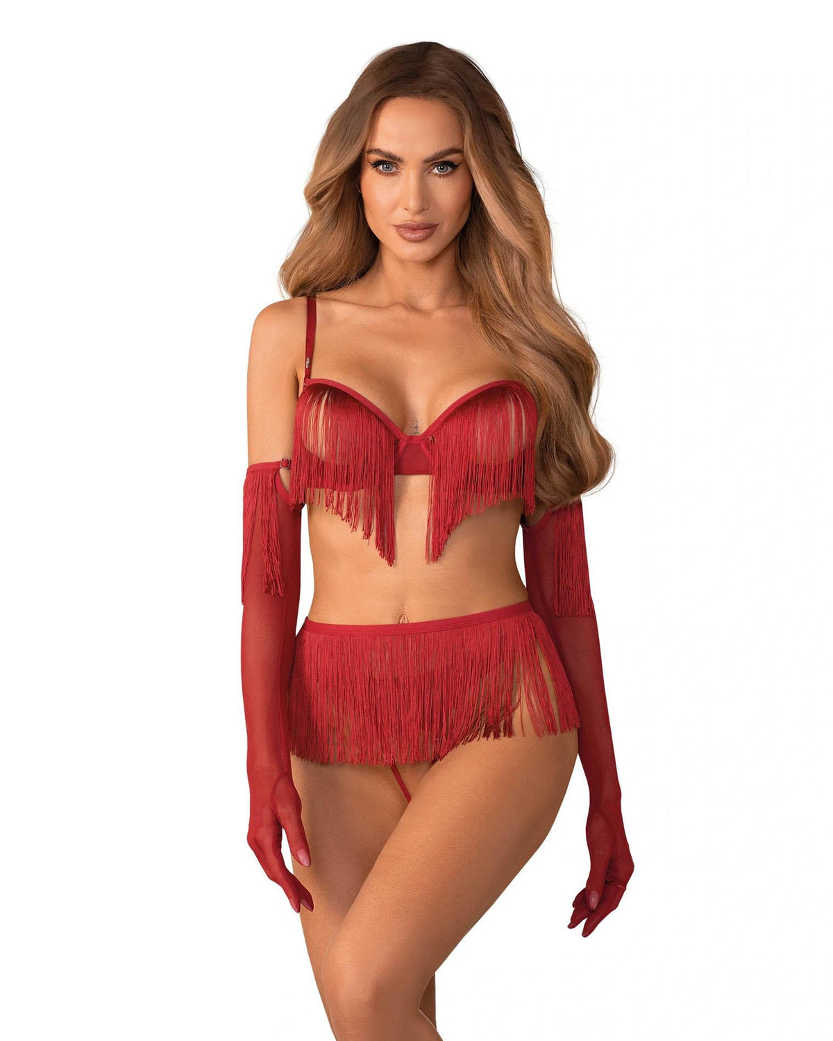 1-Obsessive Rossay Red komplet czteroczęściowy otwarty czerwony L/XL-1