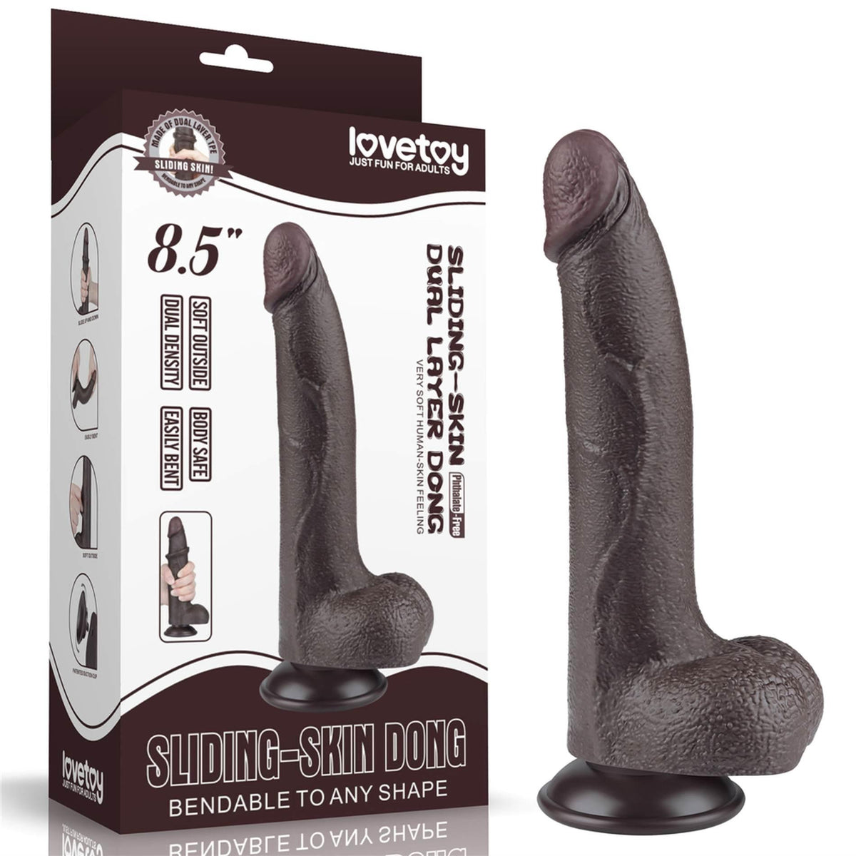 4-8.5'' Sliding Skin Dual Layer Dong Black-4