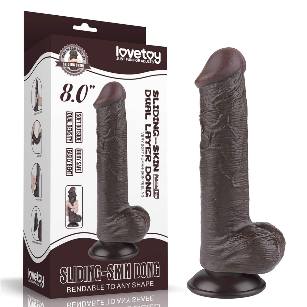 1-8'' Sliding Skin Dual Layer Dong Black-1